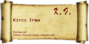 Kircz Irma névjegykártya